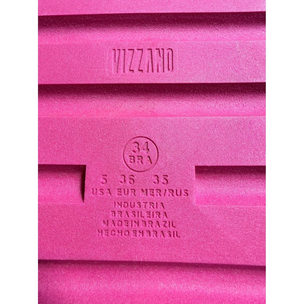 NEW Vizzano Women's Pink Platform Slides Gold Logo Cross Strap Sandals Size 5 35 - Picture 2 of 11